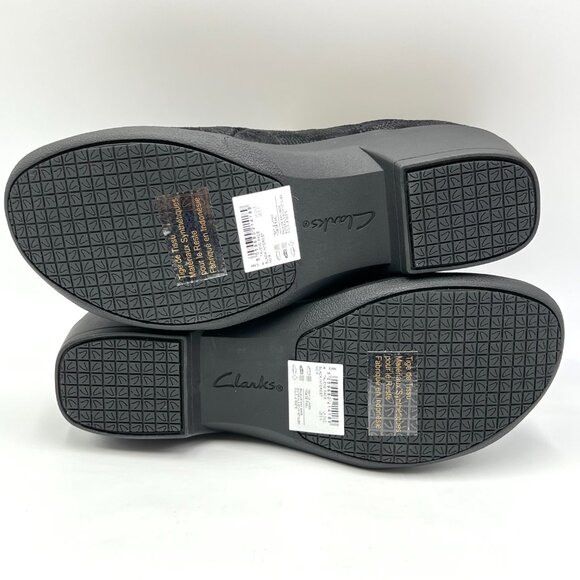 6W 6 WIDE WIDTH Clarks Talen Pace Black Slip Resistant Slip‎ On Clogs Shoes New - Picture 9 of 12
